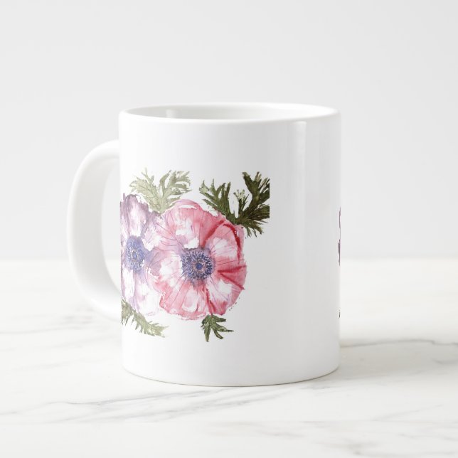 Watercolor flowers large coffee mug (Front Left)