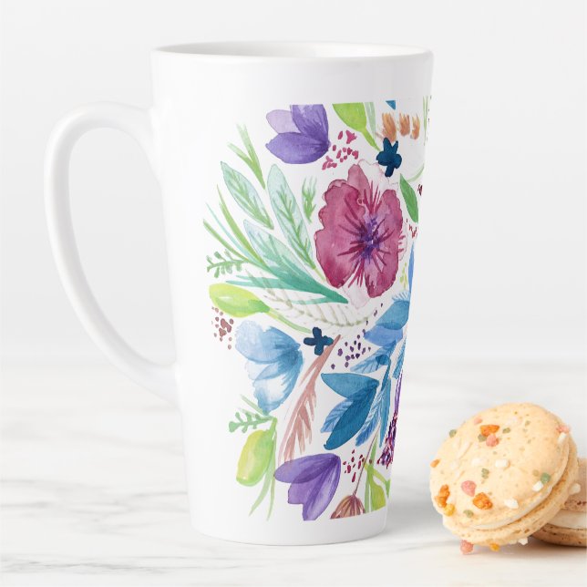 Watercolor flowers latte mug (In Situ)