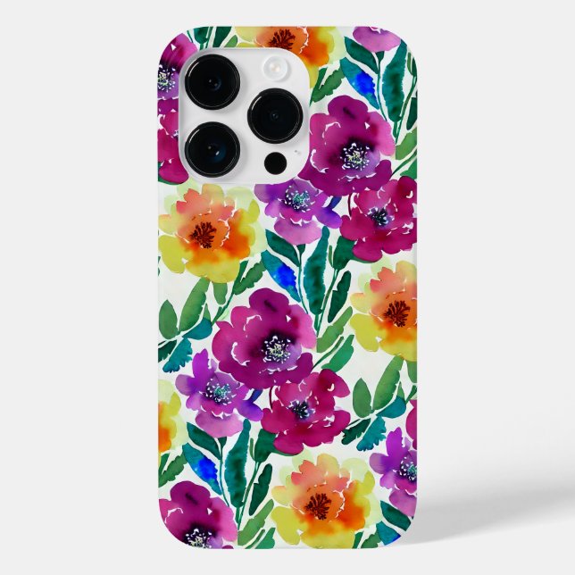 Watercolor Flowers Maroon and Yellow Case-Mate iPhone Case (Back)