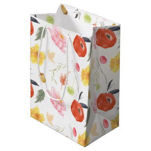 Watercolor Flowers Medium Gift Bag