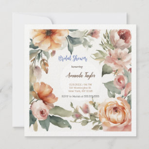 Watercolor Flowers Minimal Bridal Shower Card