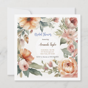 Watercolor Flowers Minimal Bridal Shower Card