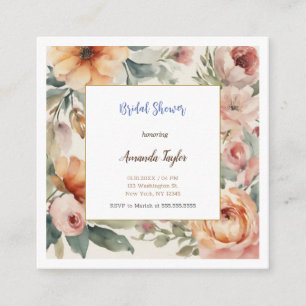 Watercolor Flowers Minimal Bridal Shower Card