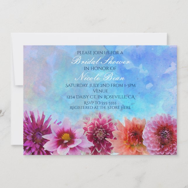 Watercolor Flowers Modern Floral Bridal Shower Invitation (Front)