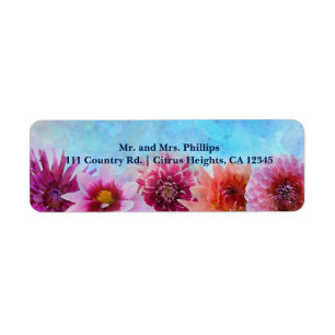 Watercolor Flowers Modern Floral Bridal Shower Return Address Label
