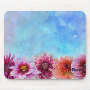 Watercolor Flowers Modern Floral Elegant Mouse Pad