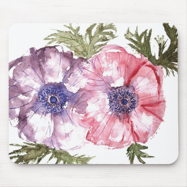 Watercolor flowers mouse pad (Front)