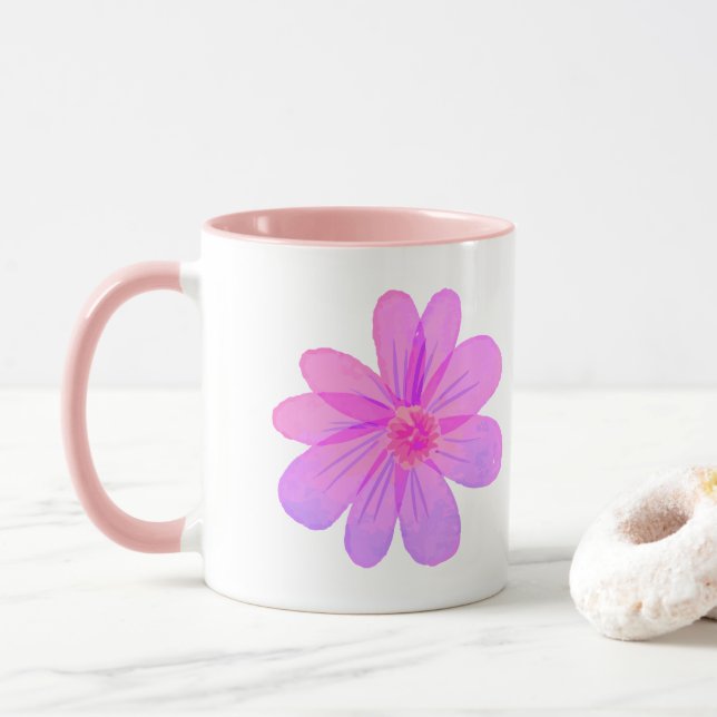 Watercolor flowers  mug (With Donut)