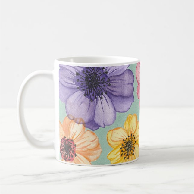 Watercolor flowers mug (Left)