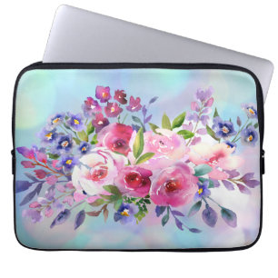 Watercolor Flowers Neoprene Laptop Sleeve 13 inch