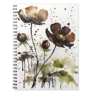Watercolor flowers notebook