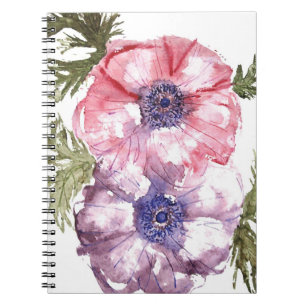 Watercolor flowers notebook