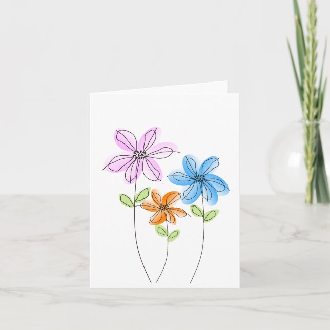 Watercolor Flowers Notecards (Blank) (Front)