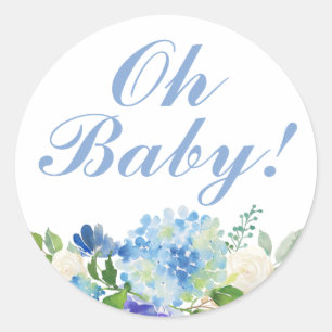 Watercolor Flowers Oh Baby Shower Stickers
