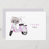 Watercolor Flowers on a Scooter Thank You