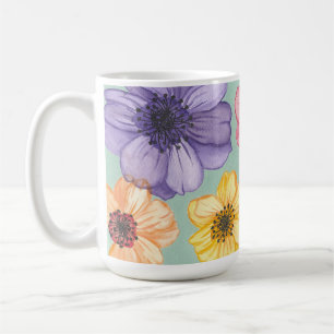 Watercolor Flowers on Aqua Mug