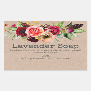 Watercolor Flowers On Kraft Soap Labels