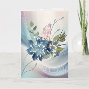 Watercolor Flowers on Opalescent Swirl Card