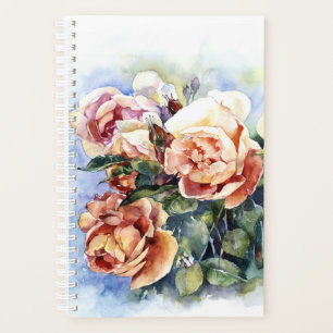 Watercolor flowers orange rose bud illustration fl planner