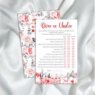 Watercolor Flowers Over Under Bridal Shower Game