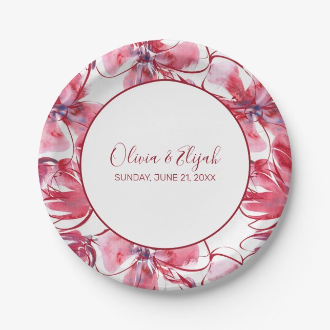 Watercolor Flowers Paper Plate (Front)