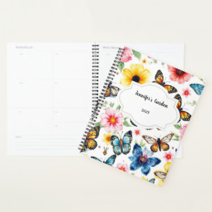 Watercolor flowers pattern personal garden planner