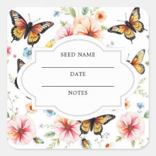 Watercolor flowers pattern seed saver envelope square sticker