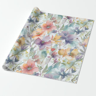 Watercolor flowers pattern wrapping paper