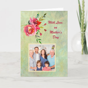 Watercolor Flowers PHOTO Elegant Mother's Day Card