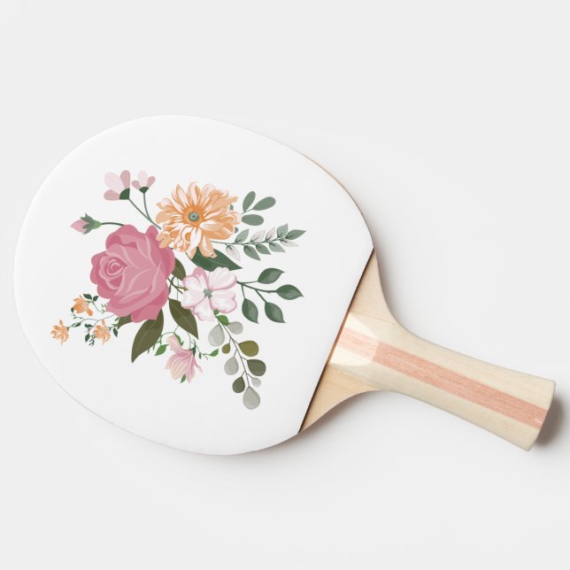 Watercolor flowers ping pong paddle (Side)