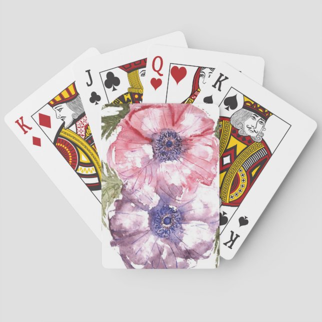 Watercolor flowers playing cards (Back)
