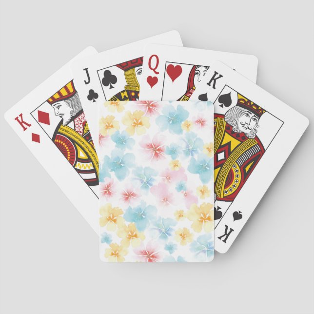 Watercolor Flowers Playing Cards (Back)