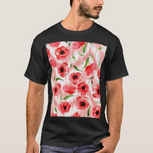 Watercolor flowers: poppy peony ikat. T-Shirt