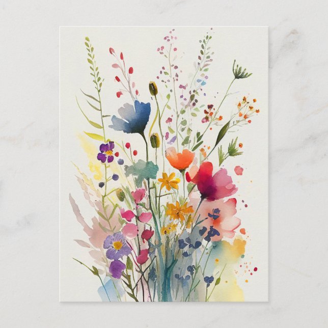 Watercolor Flowers Postcard (Front)
