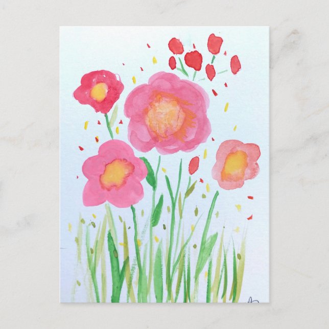 Watercolor Flowers Postcard (Front)