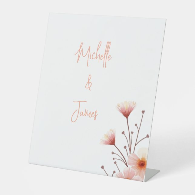Watercolor Flowers Professional Trendy Pedestal Sign (Front)