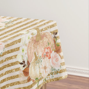 Watercolor Flowers Pumpkin Baby Shower Party Decor Tablecloth