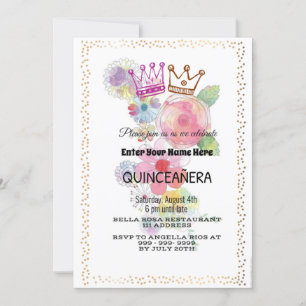 Watercolor Flowers  QUINCEAÑERA Invitation
