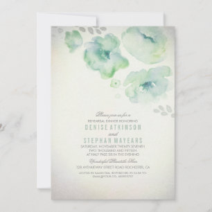 Watercolor Flowers Rehearsal Dinner Invitation