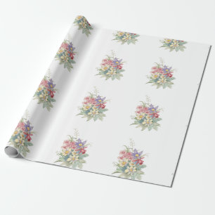 Watercolor flowers retro vintage wrapping paper