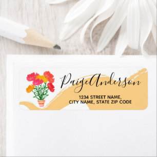 Watercolor Flowers Return Address Label