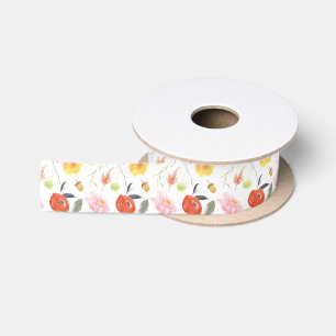 Watercolor Flowers Satin Ribbon