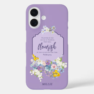 Watercolor Flowers Scripture Verse Personalised iPhone 16 Case