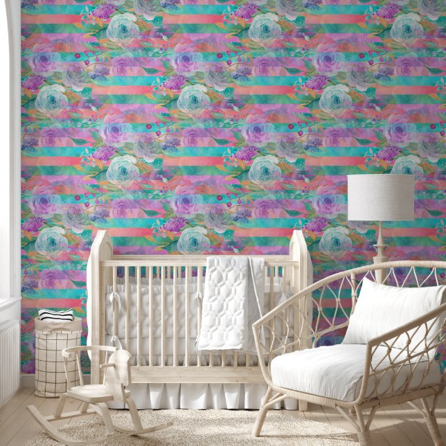 Watercolor Flowers seamless pattern 8a Wallpaper (Kids)