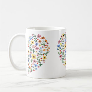 Watercolor flowers seamless pattern coffee mug