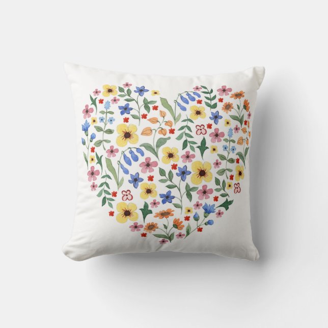 Watercolor flowers seamless pattern cushion (Front)