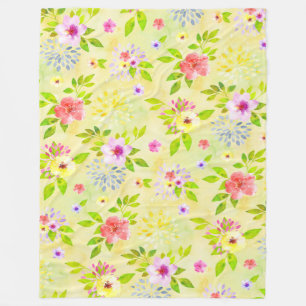 Watercolor Flowers seamless pattern I + your ideas Fleece Blanket
