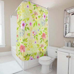 Watercolor Flowers seamless pattern I + your ideas Shower Curtain