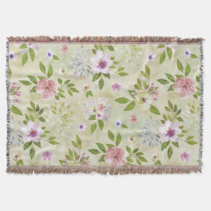 Watercolor Flowers seamless pattern II + your idea Throw Blanket