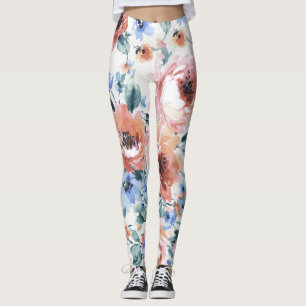 Watercolor flowers, seamless pattern illustration. leggings